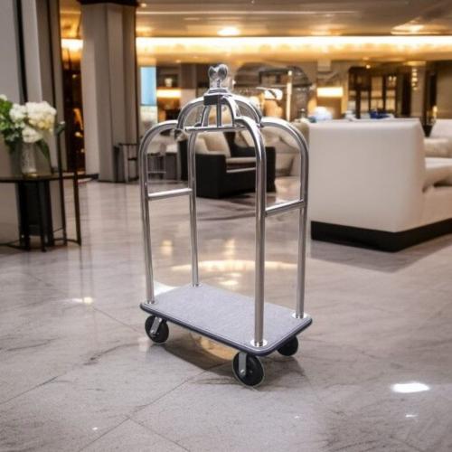 عربة حمل الامتعة للفنادق ستيل عريض لون فضي GWD1142...