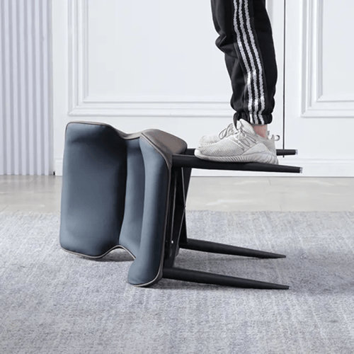 كرسي طعام جلد لونين ازرق غامق للمقعد والظهر والخلف...