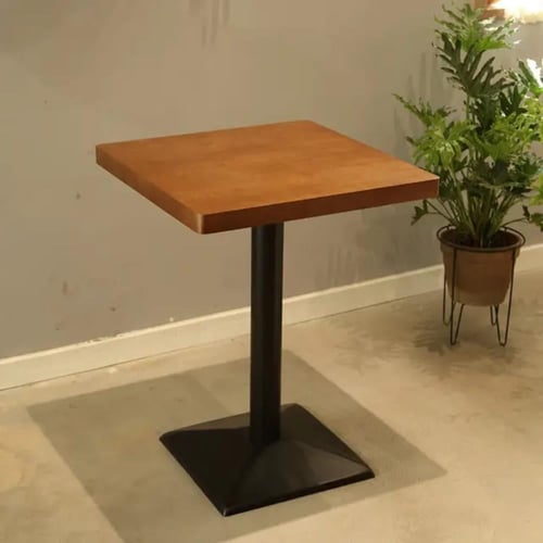 طاولة طعام خشب لون بني مربعه 60CM قاعدة حديد اسود...