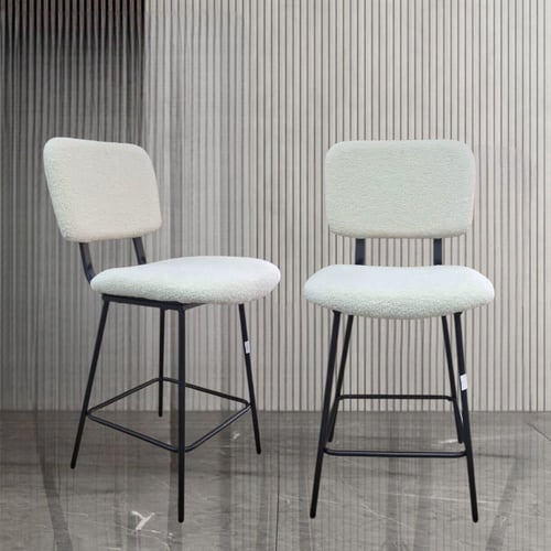 كرسي بار طعام وكافية قماش بوكلية بيج فاتح بقاعدة ح...