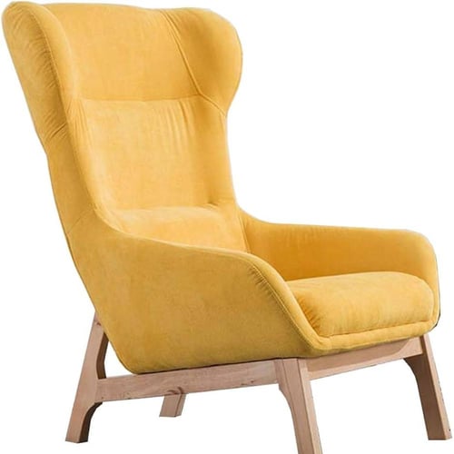 كرسي كافية وضيافة واسترخاء قماش اصفر GWD1378YELLOW