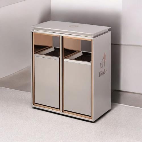 سلة مهملات خارجية ستانلس ستيل فتحتين GWD1145S