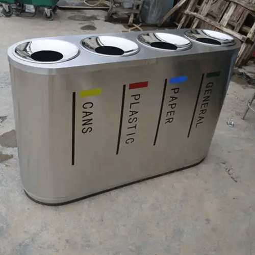 سلة مهملات خارجية ستانلس ستيل 4 فتحات GWD1345