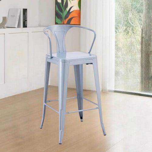 كرسي بار حديد ثابت رصاصي بظهر قصير M-504GRAY