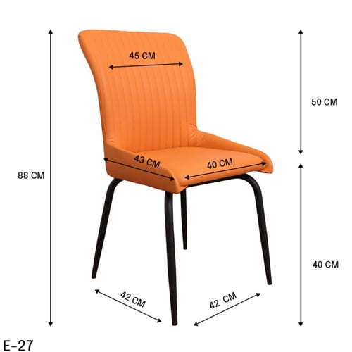 كرسي طعام جلد برتقالي مع قاعدة ارجل حديد اسود E-27...