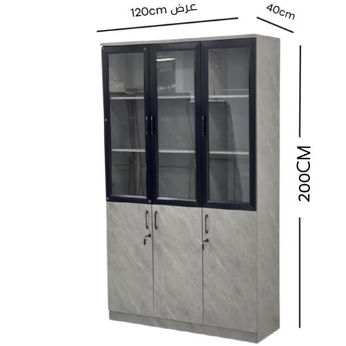 دولاب خشب 3 ابواب قزاز مع 3 ابواب خشب متعدد الاستخ...