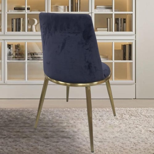 كرسي طعام قماش قطيفة لون اسود مع قاعدة ارجل حديد ذ...