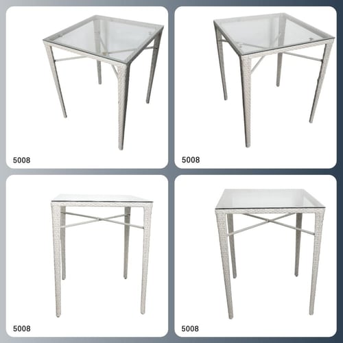 طقم طاولة طعام بار خارجي سطح قزاز مربع مع 4 كراسي...