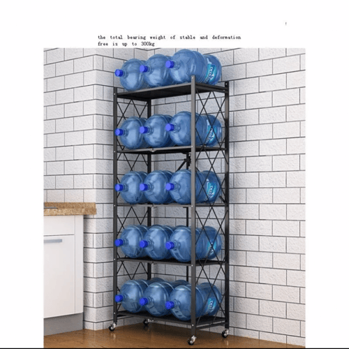 رفوف تخزين وتنظيم حديد قابلة للطي 5 ادوار لون اسود...