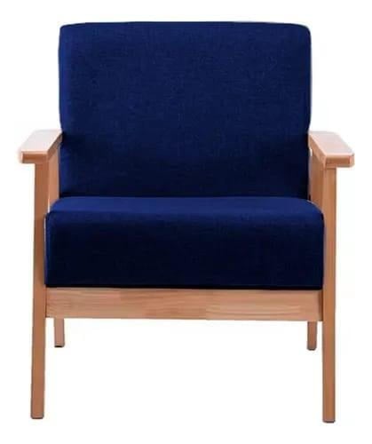 كرسي كافية وضيافة واسترخاء خشب مع جلد ازرق غامق GW...