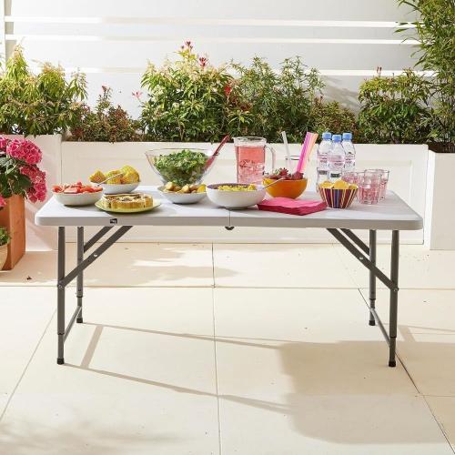 طاولة فايبر للمناسبات مستطيل ابيض بارجل قابلة للطي...