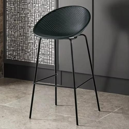 كرسي بار فايبر اسود وقاعدة ارجل حديد لون اسود IEAS...