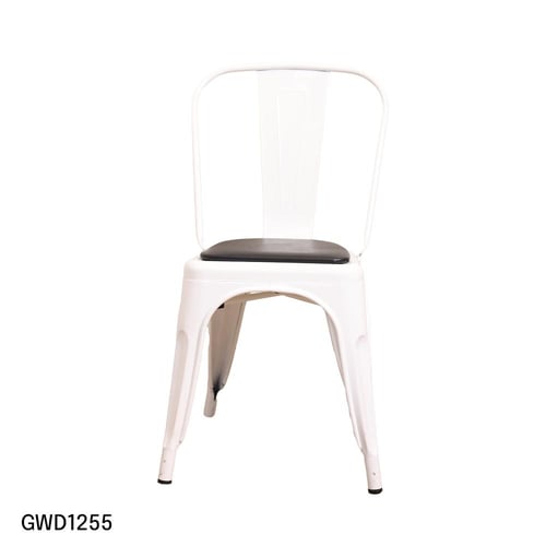 كرسي طعام وكافية حديد ابيض مع مقعد جلد اسود GWD125...