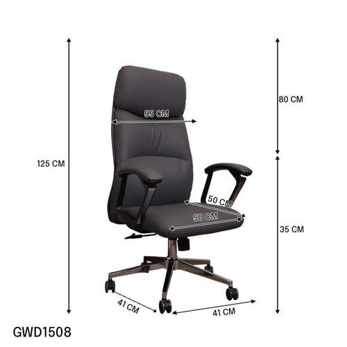 كرسي مكتبي جلد لون رصاصي موديل رقم GWD1508GREY