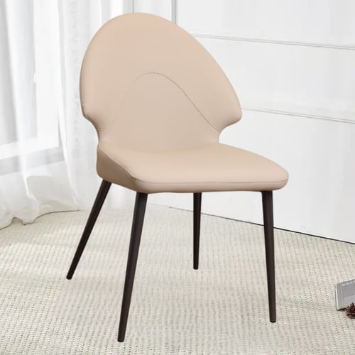 كرسي طعام جلد بيج مع قاعدة ارجل حديد رمادي H240BEI...