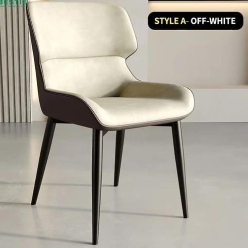 كرسي طعام جلد لونين رصاصي للمقعد والظهر والخلفيه ر...