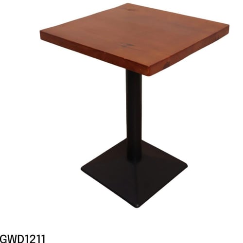 طاولة طعام خشب لون بني مربعه 60CM قاعدة حديد اسود...