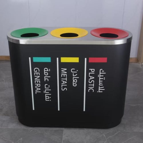 سلة مهملات خارجية ستيل رمادي غامق 3 فتحات GWD1346D...