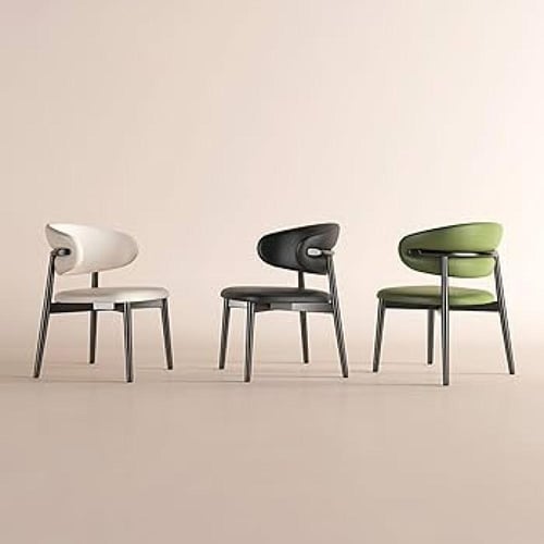 كرسي طعام خشب بني مع مقعد وظهر جلد اخضر GWD1590GRE...