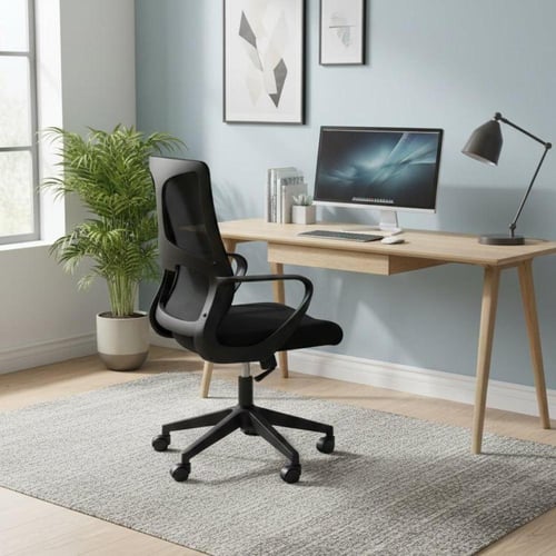 كرسي مكتبي دوار قماش شبك BA-BENZGRAY