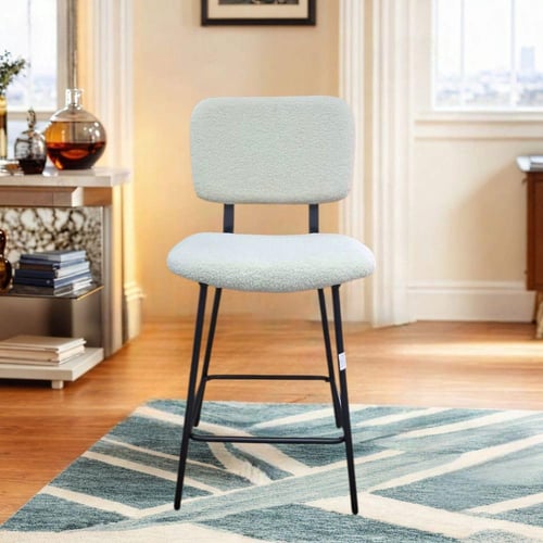 كرسي بار طعام وكافية قماش بوكلية بيج فاتح بقاعدة ح...