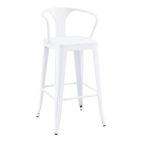 كرسي بار حديد ثابت ابيض بظهر قصير M-504WHITE