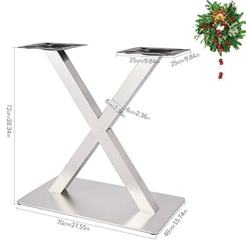 قاعدة طاولة طعام X مزدوج استانليس استيل بقاعدة مست...