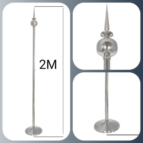 سارية بدون علم داخلي كبير فضي راس كرة وسهم مقاس 2م...