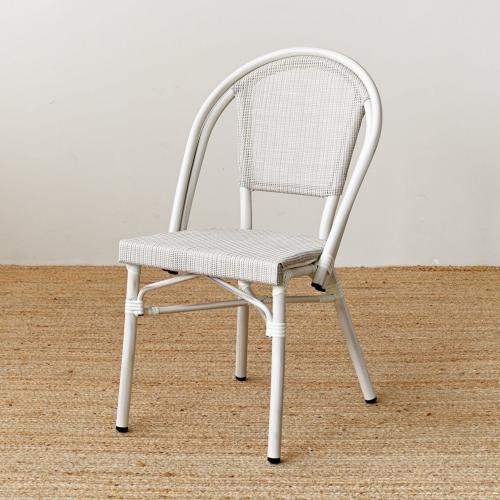 كرسي خارجي خيزران حديد ابيض ومقعد ابيض C-988WHITE