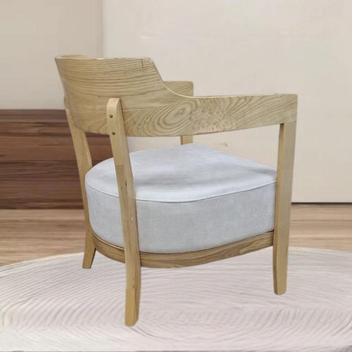 كرسي طعام وكافية خشب كبير مقعد بيج GWD1452BEIGE