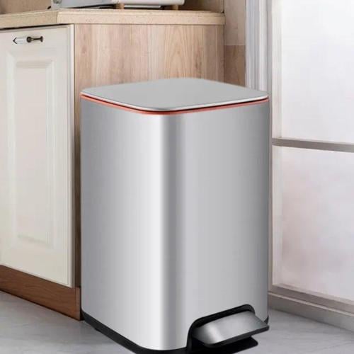 سلة مهملات مربع بدعاسة ستيل فضي 20لتر GWD1124-20LS