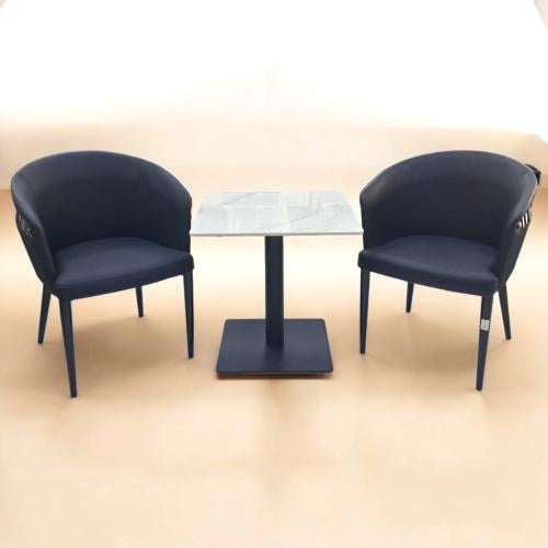 طقم ضيافة و كافيه طاوله سراميك مربع مع 2 كراسي جلد...