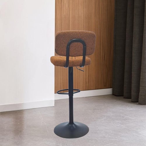 كرسي بار قماش بوكلية برتقالي و قاعدة هيدروليك اسود