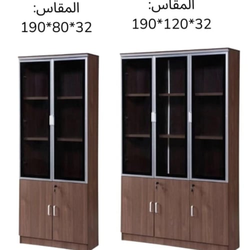 دولاب خشب 3 ابواب قزاز مع 3 ابواب خشب متعدد الاستخ...