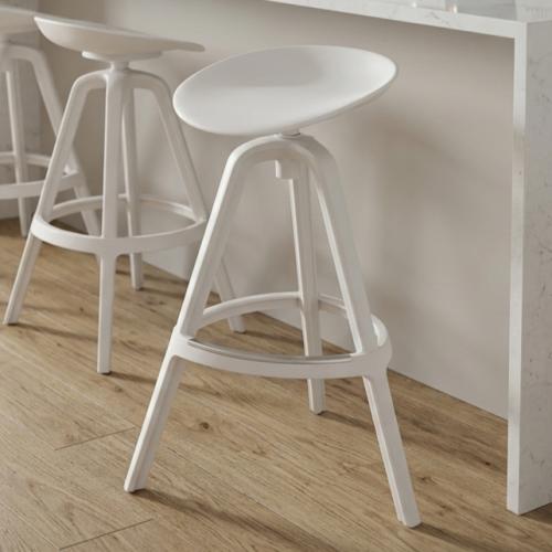 كرسي بار فايبر ابيض بقاعدة ثابتة ZH059WHITE