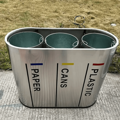 سلة مهملات خارجية ستانلس ستيل 3 فتحات GWD1346