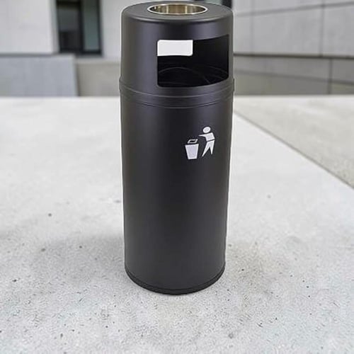 سلة مهملات خارجية اسود مع طفاية سجائر 30لتر RB22