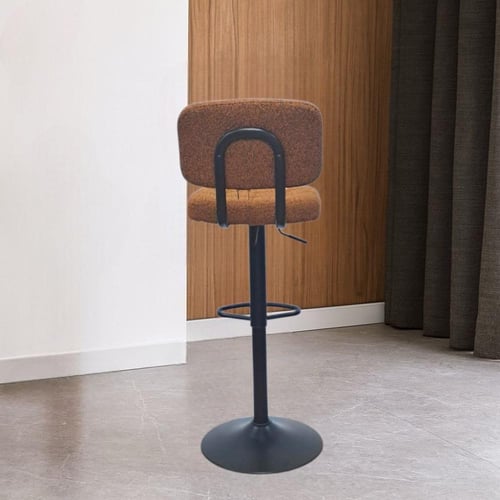 كرسي بار قماش بوكلية برتقالي و قاعدة هيدروليك اسود