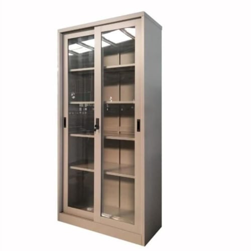 دولاب ملفات مكتبي حديد 2ابواب سحاب زجاجية بيج GT-3