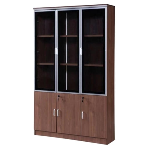 دولاب خشب 3 ابواب قزاز مع 3 ابواب خشب متعدد الاستخ...