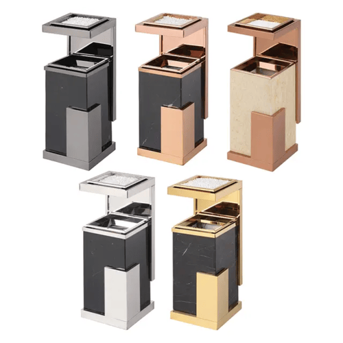 طفاية سجائر رخام اسود مع ستيل اسود GWD1173B