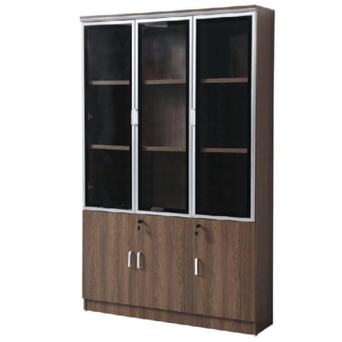 دولاب خشب 3 ابواب قزاز مع 3 ابواب خشب متعدد الاستخ...