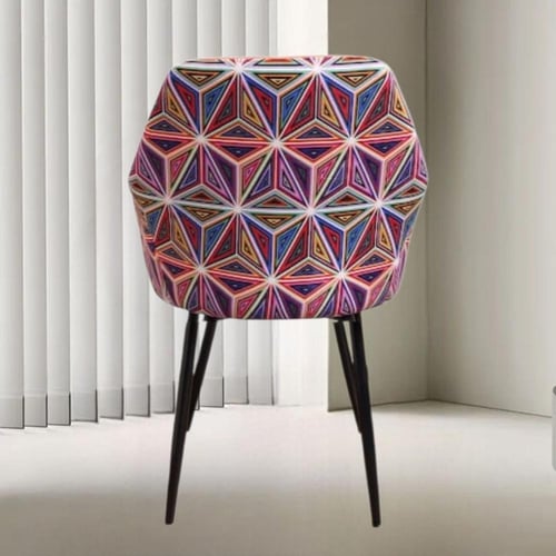 كرسي طعام وكافية قماش قطيفة سكري وظهر نقشة ملونة و...