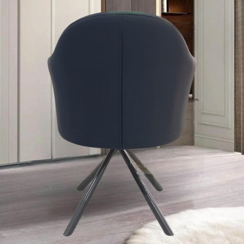 كرسي طعام جلد لون اسود مع قاعدة ارجل حديد بني H396...