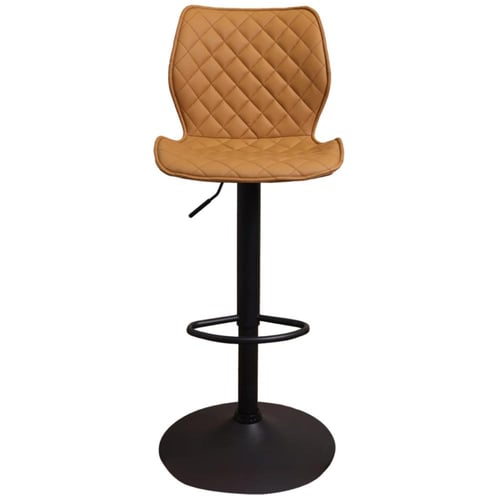 كرسي بار جلد برتقالي وقاعدة هيدروليك اسود CQ-5426-...