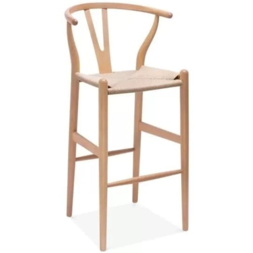 كرسي بار خارجي حديد بيج وقاعدة ارجل حديد لون خشبي...