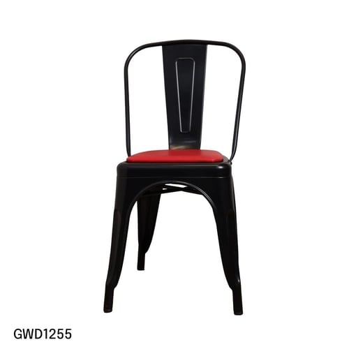 كرسي طعام وكافية حديد اسود مع مقعد جلد احمر GWD125...