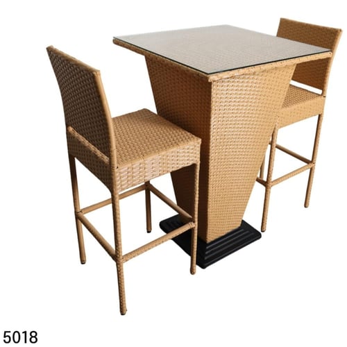 طقم طاولة طعام بار خارجي سطح قزاز مربع مع 2 كراسي...