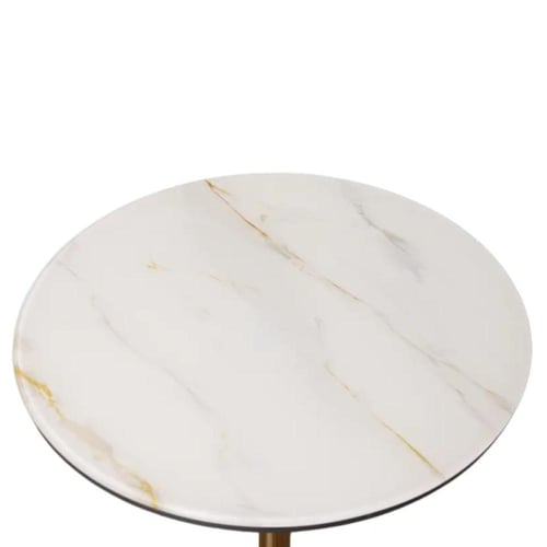 طاولة ضيافة للقهوة فاخرة دائرية 45سم سطح رخام وقاع...