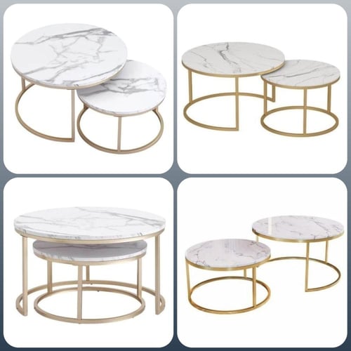 طقم طاولة ضيافة للقهوة فاخرة دائرية 80CM-60CM سطح...